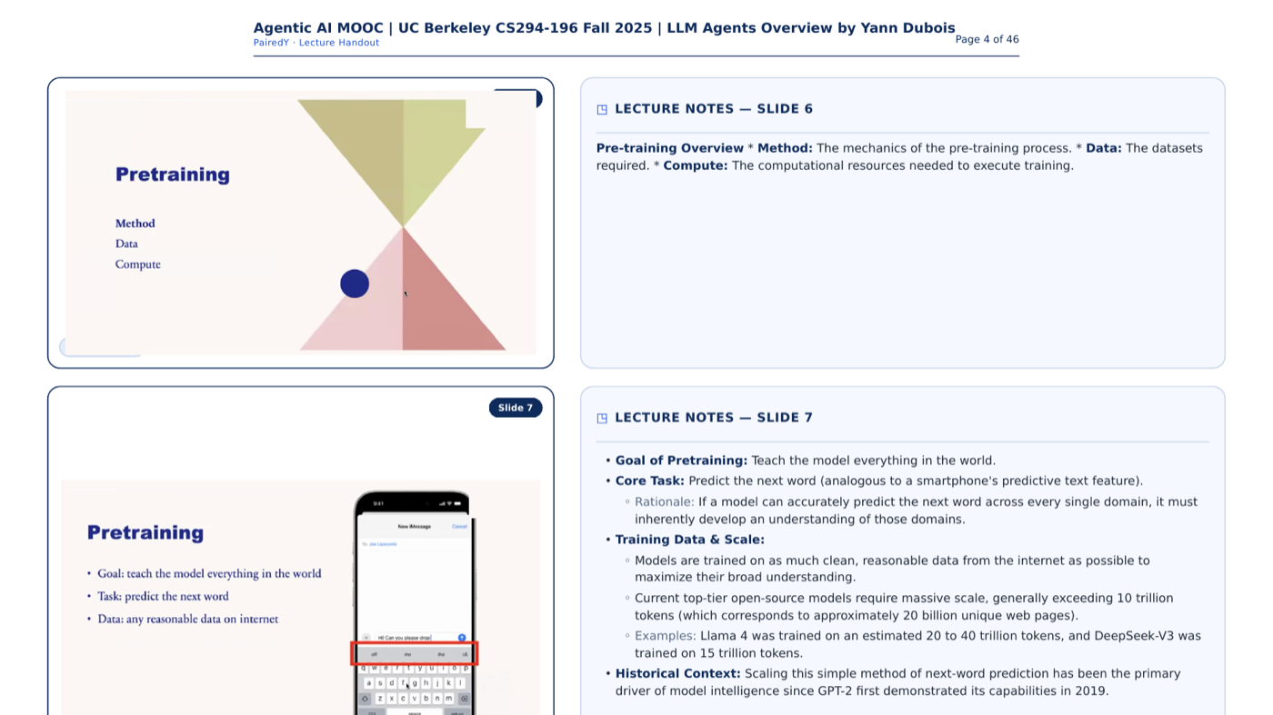 The printable handout PDF: each slide with its notes set in the margin.